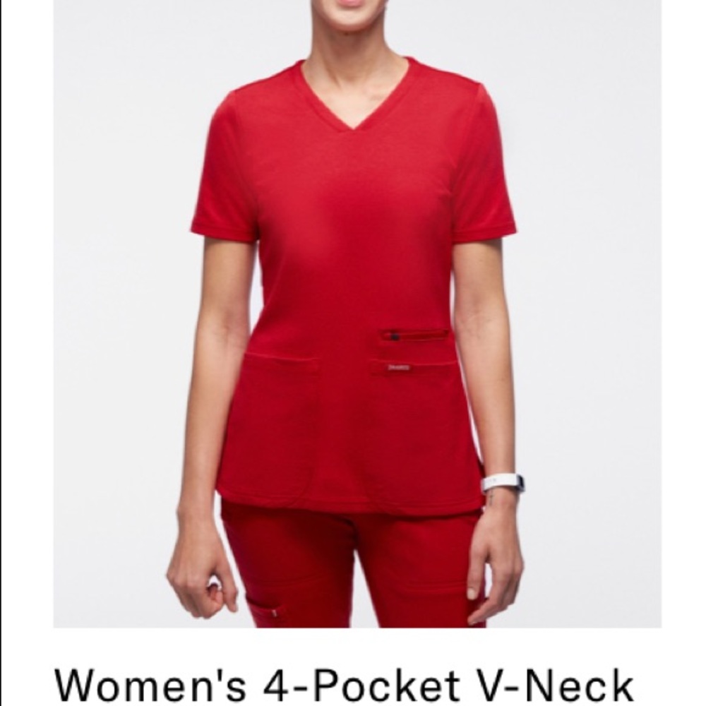 JAANUU SCRUB TOP 4-POCKET V-NECK